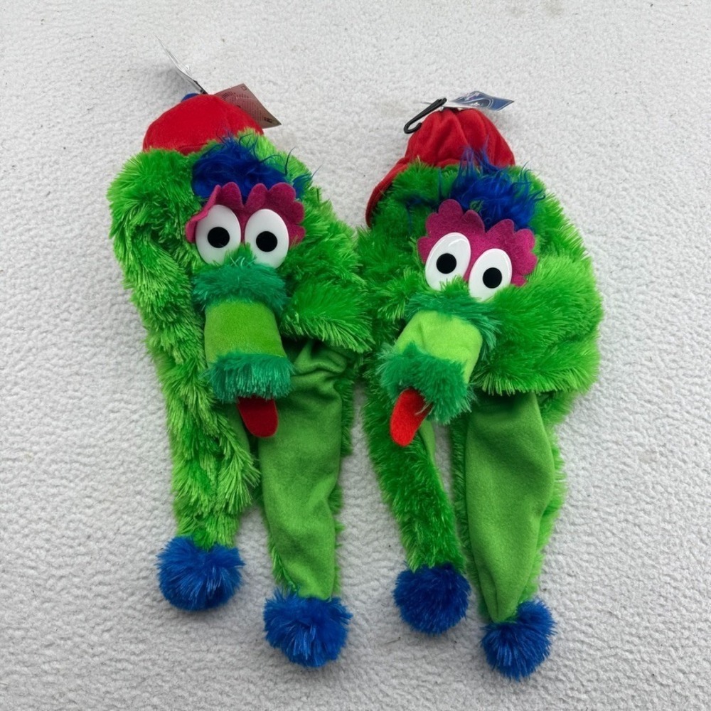 LOT OF 2 NEW Philadelphia Phillies Phillie Phanatic Dangle Hat Green MLB License